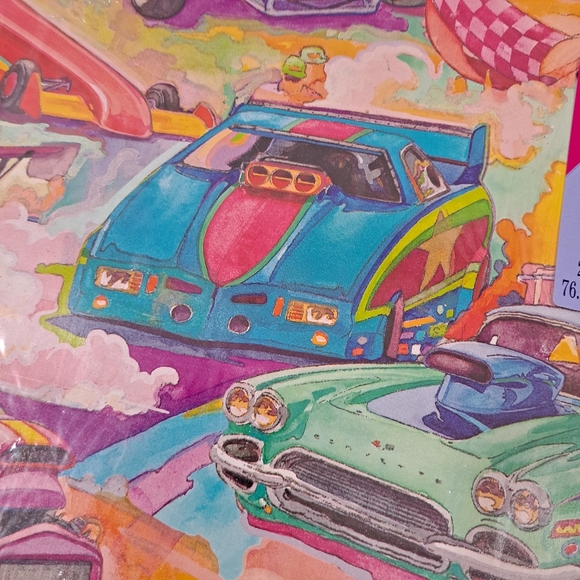 Vintage Hallmark Wrapping Paper Racing Cars Gift Wrap Lot of 27 NIP - Picture 4 of 10